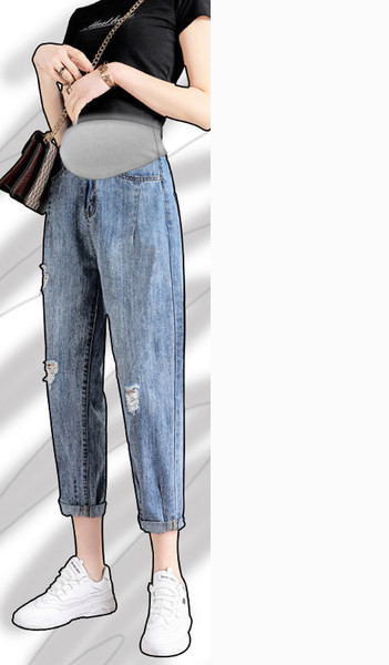 alkalmi kismama szakadt farmer