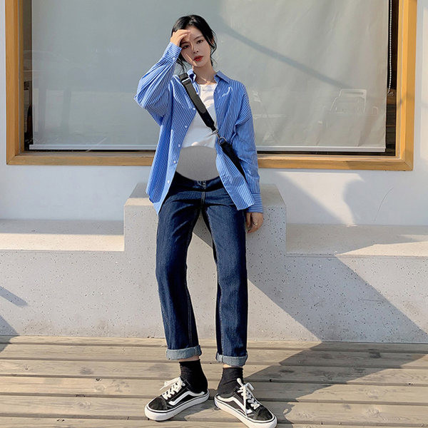 Elasztikus derékú női kismamafarmer