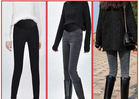 Női farmernadrág terhes nőknek - magas derekú plusz bársony