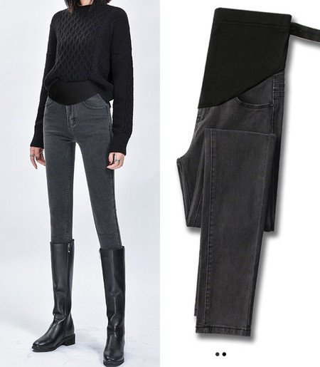 Női farmernadrág terhes nőknek - magas derekú plusz bársony