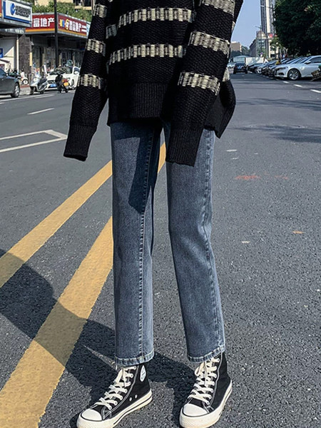 Női farmer terhes nőknek - magas derékú egyenes modell plusz bársony