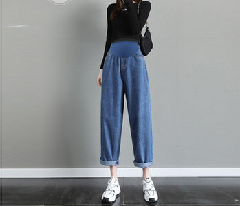 Női egyszínű elasztikus derékú kismamafarmer