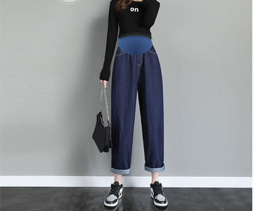 Női egyszínű elasztikus derékú kismamafarmer