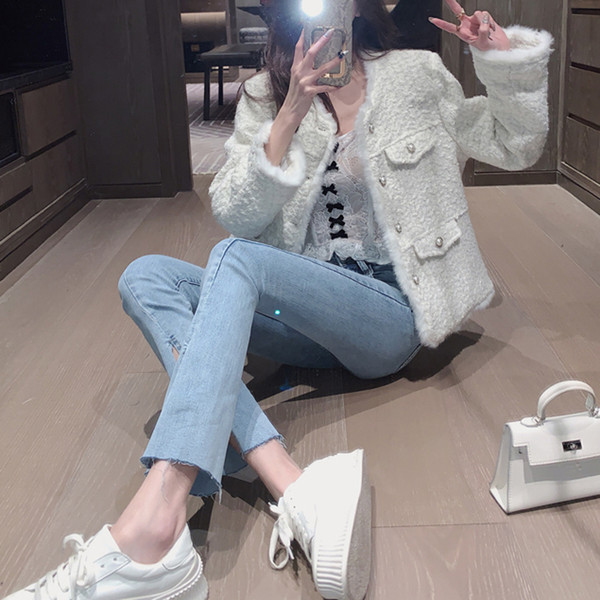 Дамски дънки за бременни жени - с висока талия прав модел с цепка