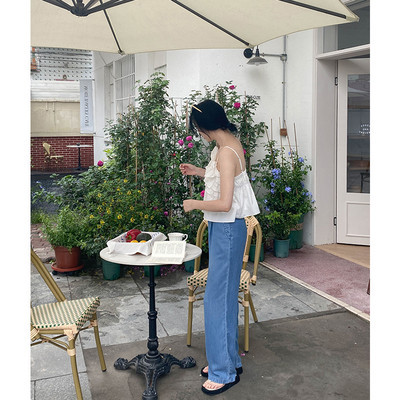 Női farmer terhes nőknek magas derékkal - vékony, laza mintával