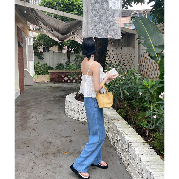 Női farmer terhes nőknek magas derékkal - vékony, laza mintával