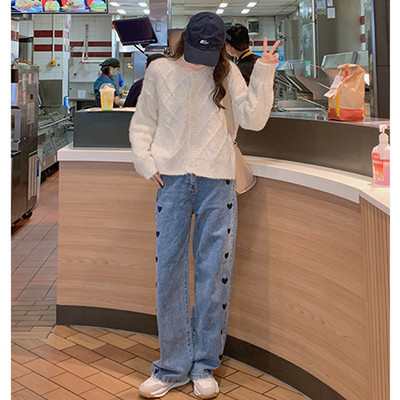 Női magas derekú kismamafarmer - szívecskékkel