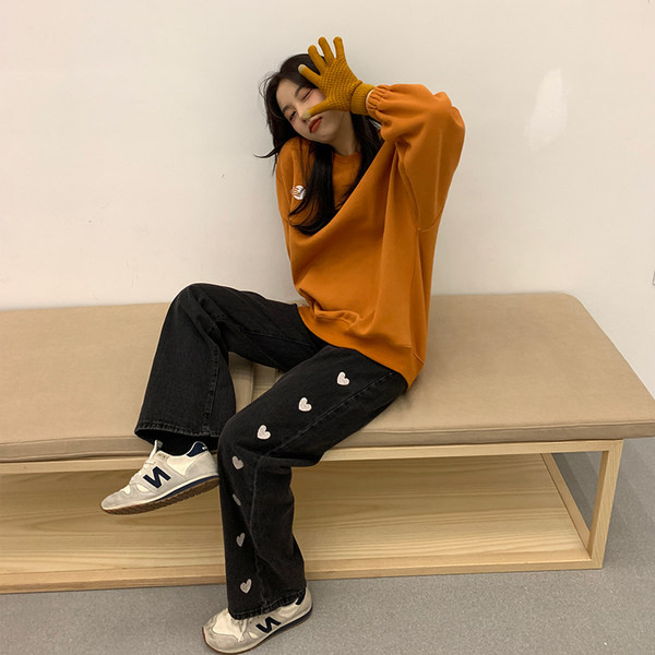 Női magas derekú kismamafarmer - szívecskékkel