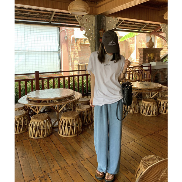 Női farmer terhes nőknek magas derékkal - laza alkalmi fazon