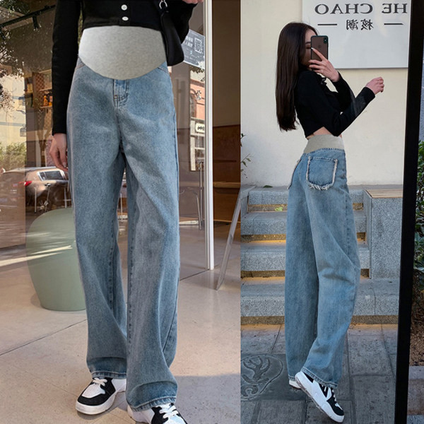 Φαρδύ μοντέλο γυναικείο τζιν με ελαστική μέση για εγκύους