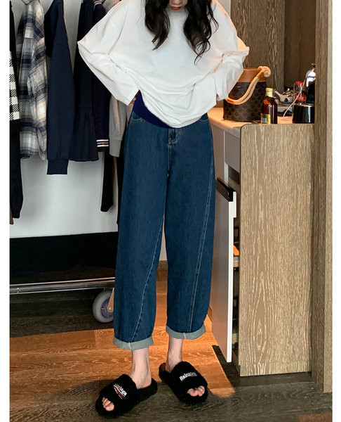 Kismamafarmer magas derékkal és zsebbel