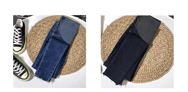 Női farmer terhes nőknek magas derékkal - egyenes modell