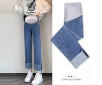 Női lezser kék, magas derekú kismamafarmer