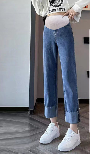 Női lezser kék, magas derekú kismamafarmer