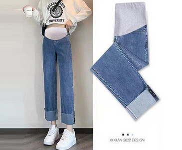 Női lezser kék, magas derekú kismamafarmer