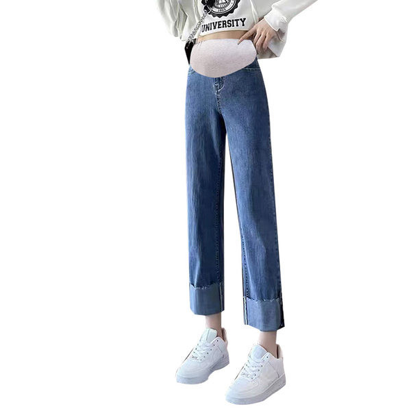 Női lezser kék, magas derekú kismamafarmer