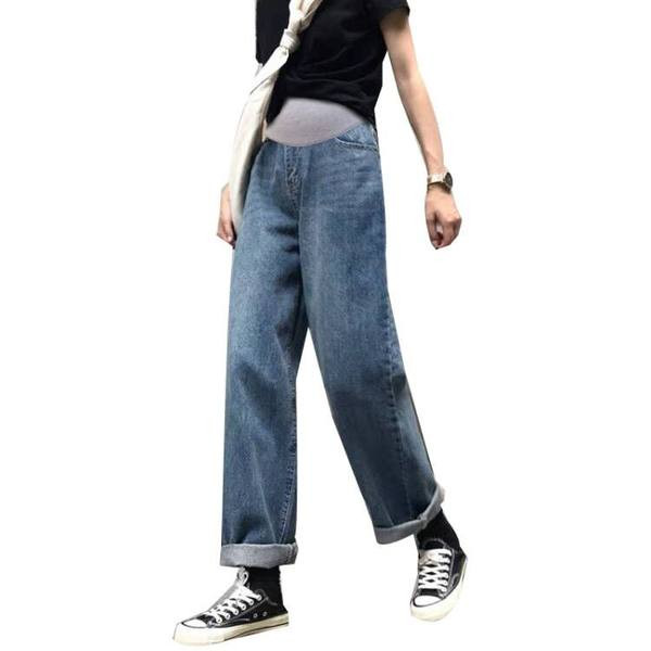 Γυναικείο τζιν εγκυμοσύνης ελαστικό ψηλόμεσο φαρδύ πόδι