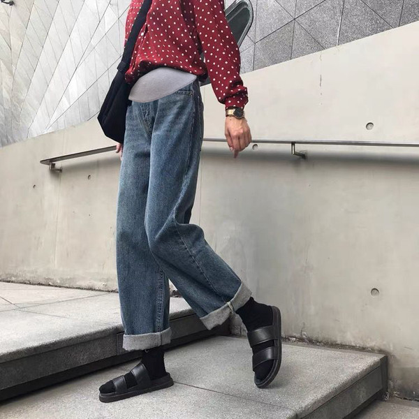 Γυναικείο τζιν εγκυμοσύνης ελαστικό ψηλόμεσο φαρδύ πόδι