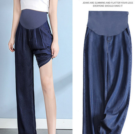 Női farmer terhes nőknek magas derékkal - vékony, bő, zsebes modell