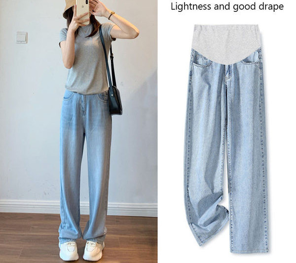 Női magas derekú nyári farmernadrág kék színben