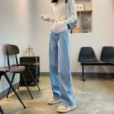 Ležerne ženske duge traperice za trudnice visokog struka