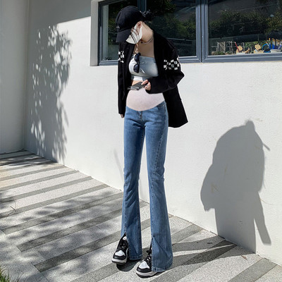 Дънки за бременни жени с дълга цепка