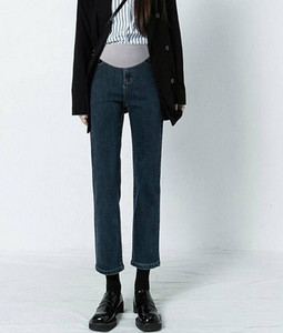 Μονόχρωμο ψηλόμεσο τζιν εγκυμοσύνης για γυναίκες