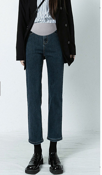 Μονόχρωμο ψηλόμεσο τζιν εγκυμοσύνης για γυναίκες