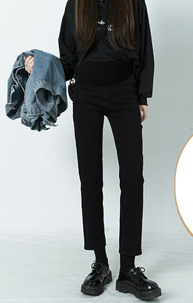 Μονόχρωμο ψηλόμεσο τζιν εγκυμοσύνης για γυναίκες