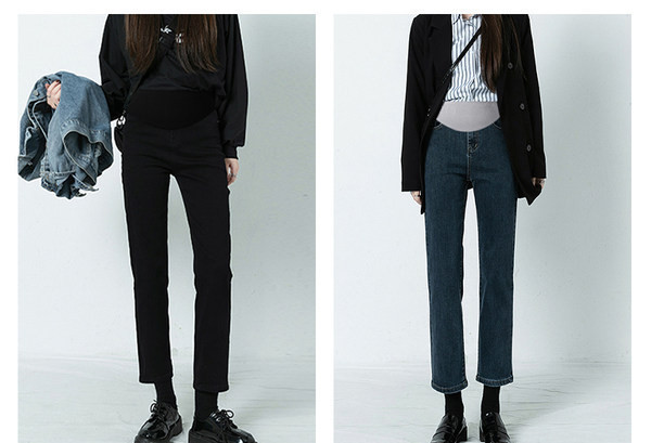 Μονόχρωμο ψηλόμεσο τζιν εγκυμοσύνης για γυναίκες