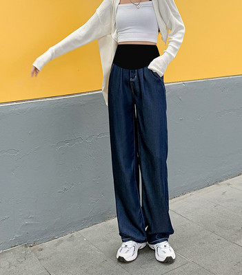 Női farmer kismamáknak magas derékkal - bő mintával két színben