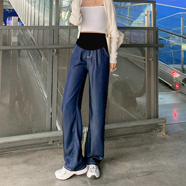 Női farmer kismamáknak magas derékkal - bő mintával két színben