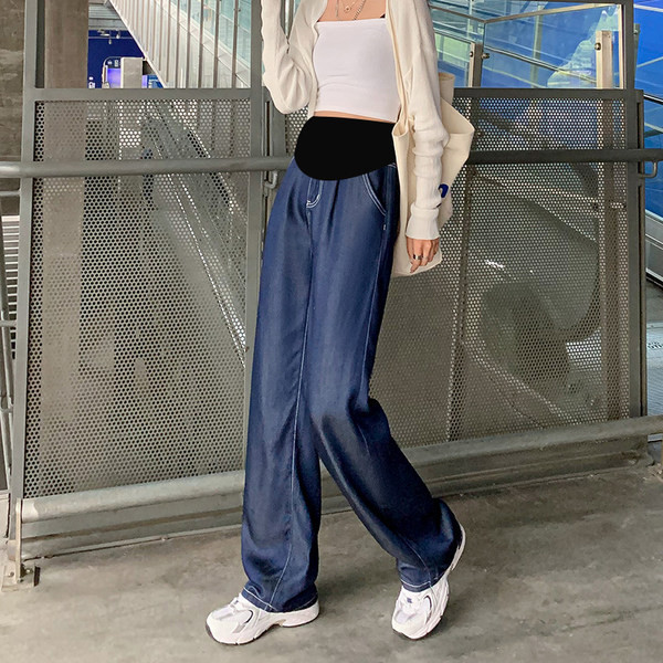 Női farmer kismamáknak magas derékkal - bő mintával két színben