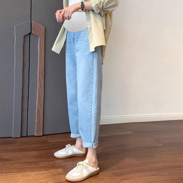 Nyári farmer kismamáknak állítható szárral és gumival