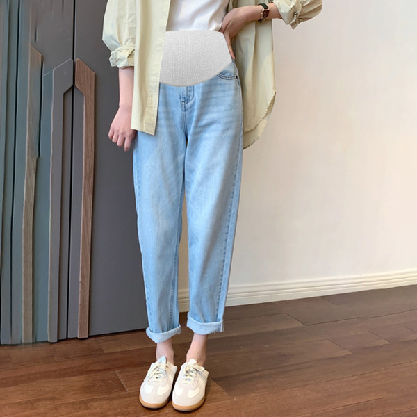 Nyári farmer kismamáknak állítható szárral és gumival