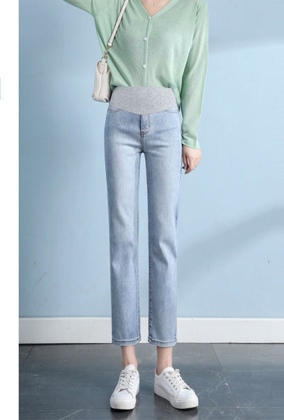 Moderne ženske traperice za trudnice s džepovima