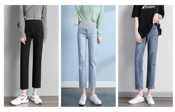 Moderne ženske traperice za trudnice s džepovima