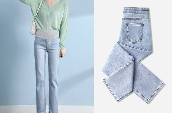 Moderne ženske traperice za trudnice s džepovima