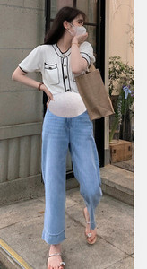 Női, magas derekú kismamafarmer - bő minta