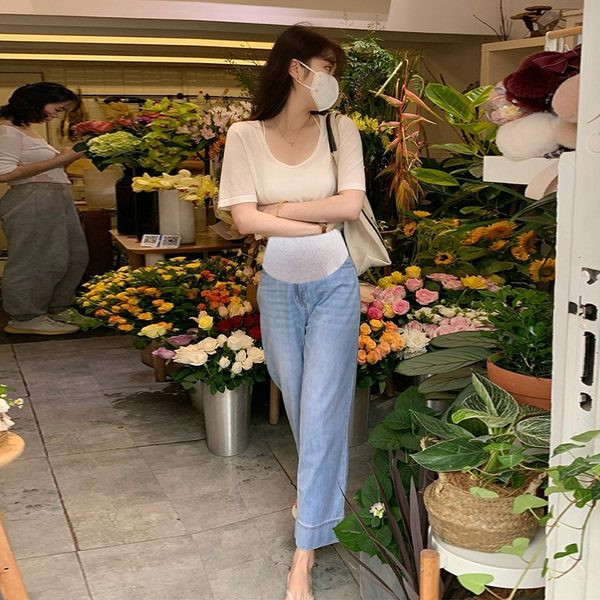 Női, magas derekú kismamafarmer - bő minta