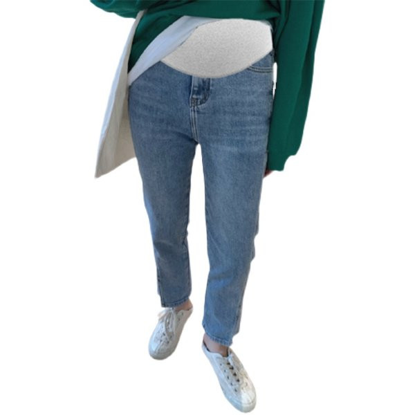 Μονόχρωμο γυναικείο τζιν με ελαστική μέση - για εγκύους