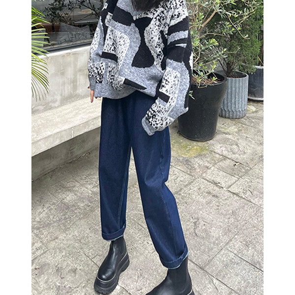 Női farmer kismamáknak - bő mintával, magas derékkal