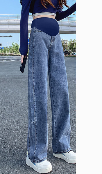 Γυναικείο φαρδύ τζιν με ελαστική μέση - για εγκύους