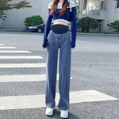 Γυναικείο φαρδύ τζιν με ελαστική μέση - για εγκύους