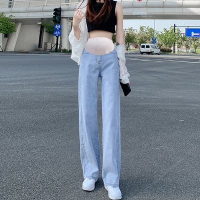 Γυναικείο φαρδύ τζιν με ελαστική μέση - για εγκύους