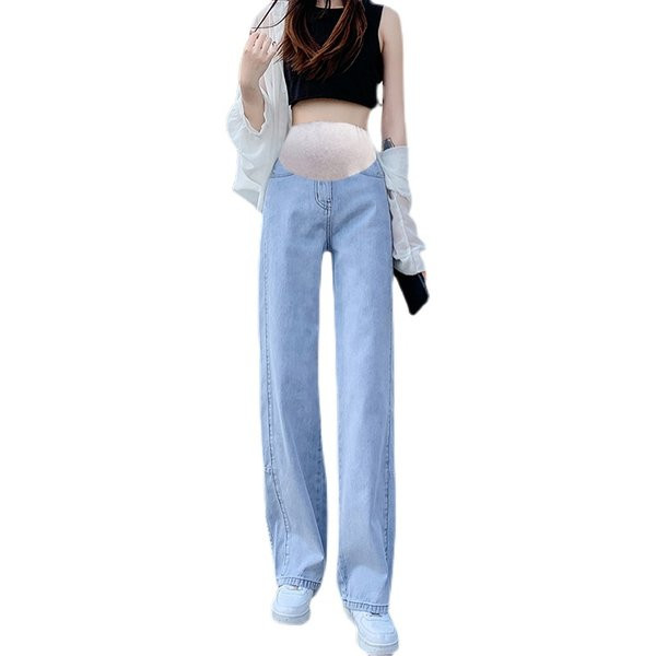 Γυναικείο φαρδύ τζιν με ελαστική μέση - για εγκύους