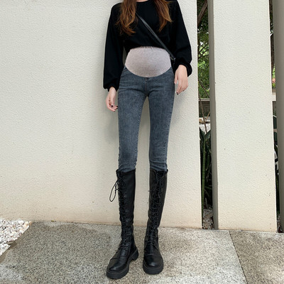 Дамски ластични дънки с висока талия за бременни