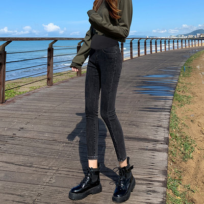 Дамски ластични дънки с висока талия за бременни