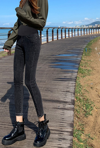 Дамски ластични дънки с висока талия за бременни