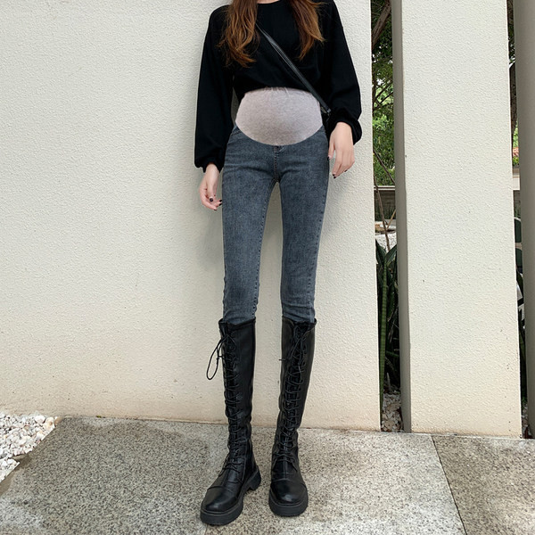 Дамски ластични дънки с висока талия за бременни